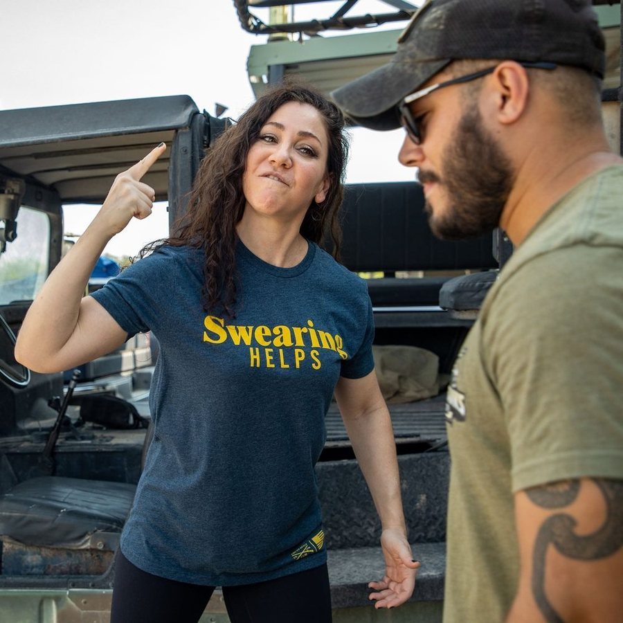 Women's Swearing Helps Boyfriend Fit T-Shirt - Midnight Navy - Image 3