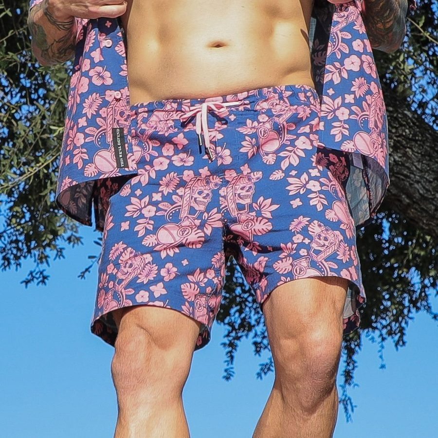 Getaway Casual Shorts - Tropical Death - Navy/Pink - Image 2