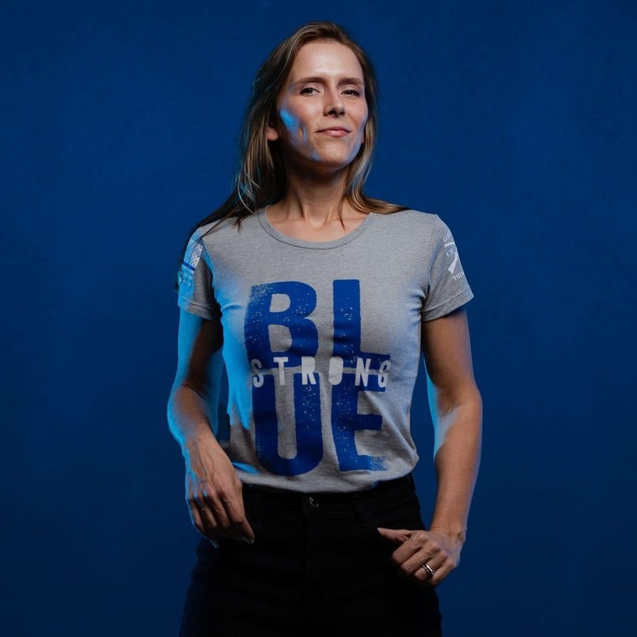 Women's Blue Strong Slim Fit T-Shirt - Dark Heather Gray - Image 4