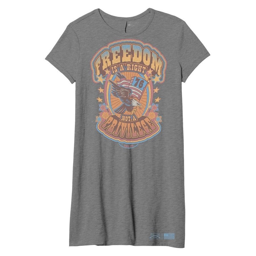 Women's Freedom Is A Right Shirt Dress - Dark Heather Grey