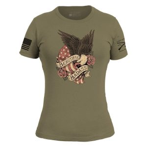 Women's Beautiful Badass Revolution Slim Fit T-Shirt - Military Green