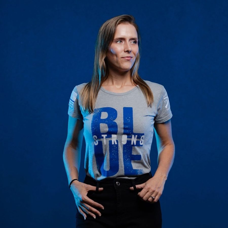 Women's Blue Strong Slim Fit T-Shirt - Dark Heather Gray - Image 2