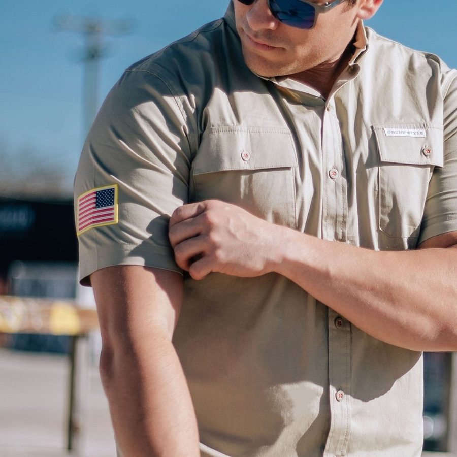 Men's Garage Button Down - Tan - Image 3