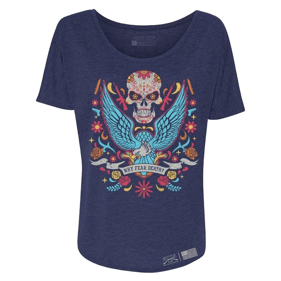 Women's Why Fear Death Slouchy Fit T-Shirt - Future Dusk
