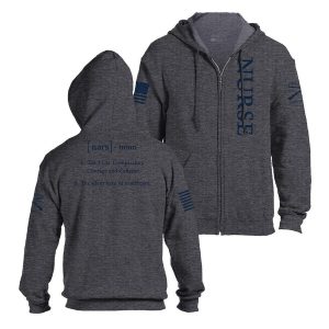 Nurse Defined Full-Zip Hoodie - Dark Heather Gray