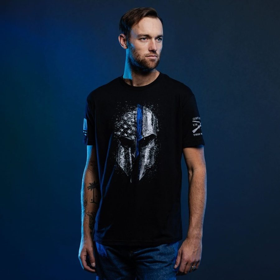 Blue Line Spartan T-Shirt - Black - Image 4