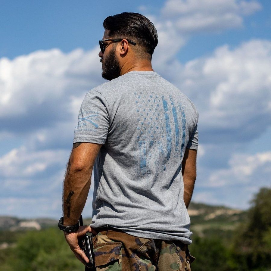 1776 Flag T-Shirt - Dark Heather Gray - Image 3