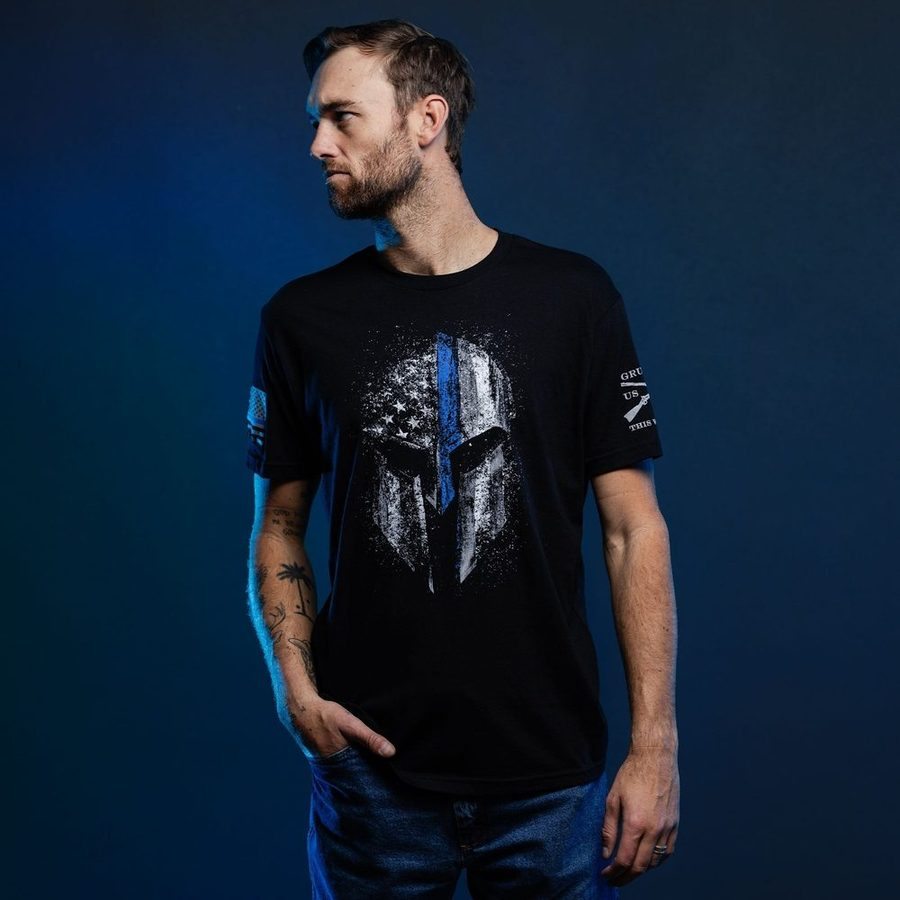 Blue Line Spartan T-Shirt - Black - Image 6