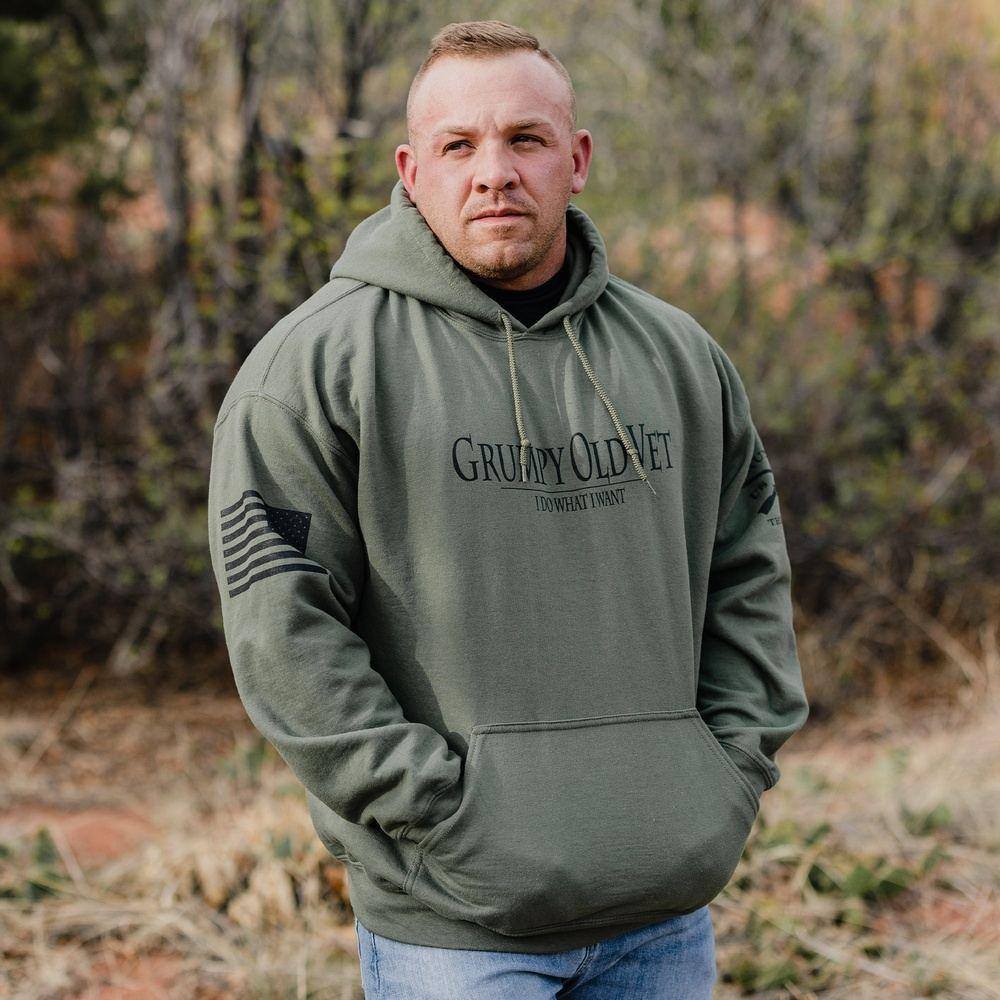 Grumpy Old Vet Hoodie - Military Green - Image 4