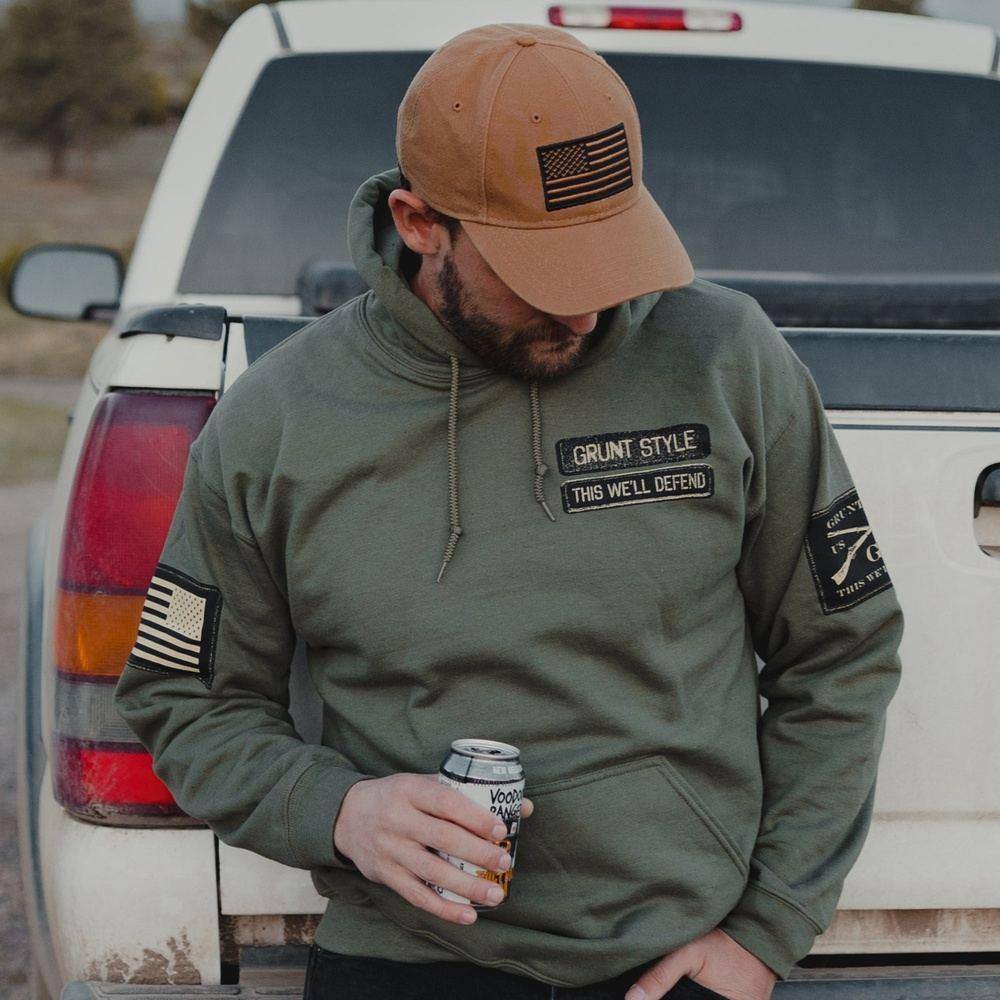 Name Tape Hoodie - Military Green - Image 2