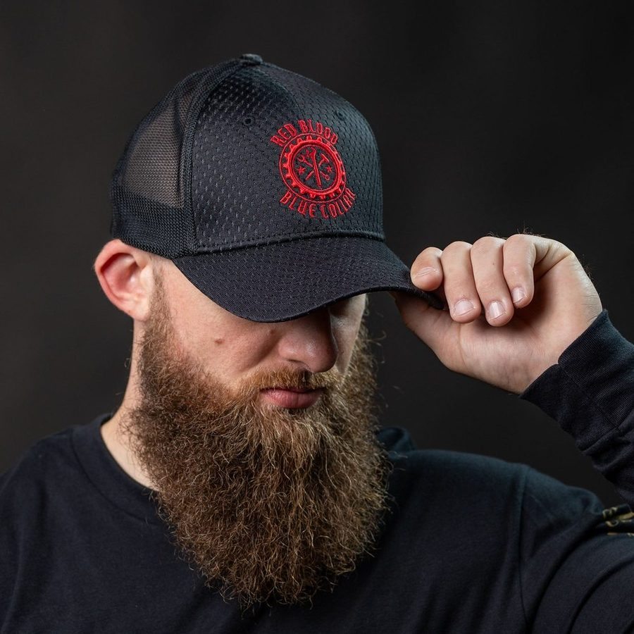 Red Blood Blue Collar® Stretch Fit Hat - Black - Image 8