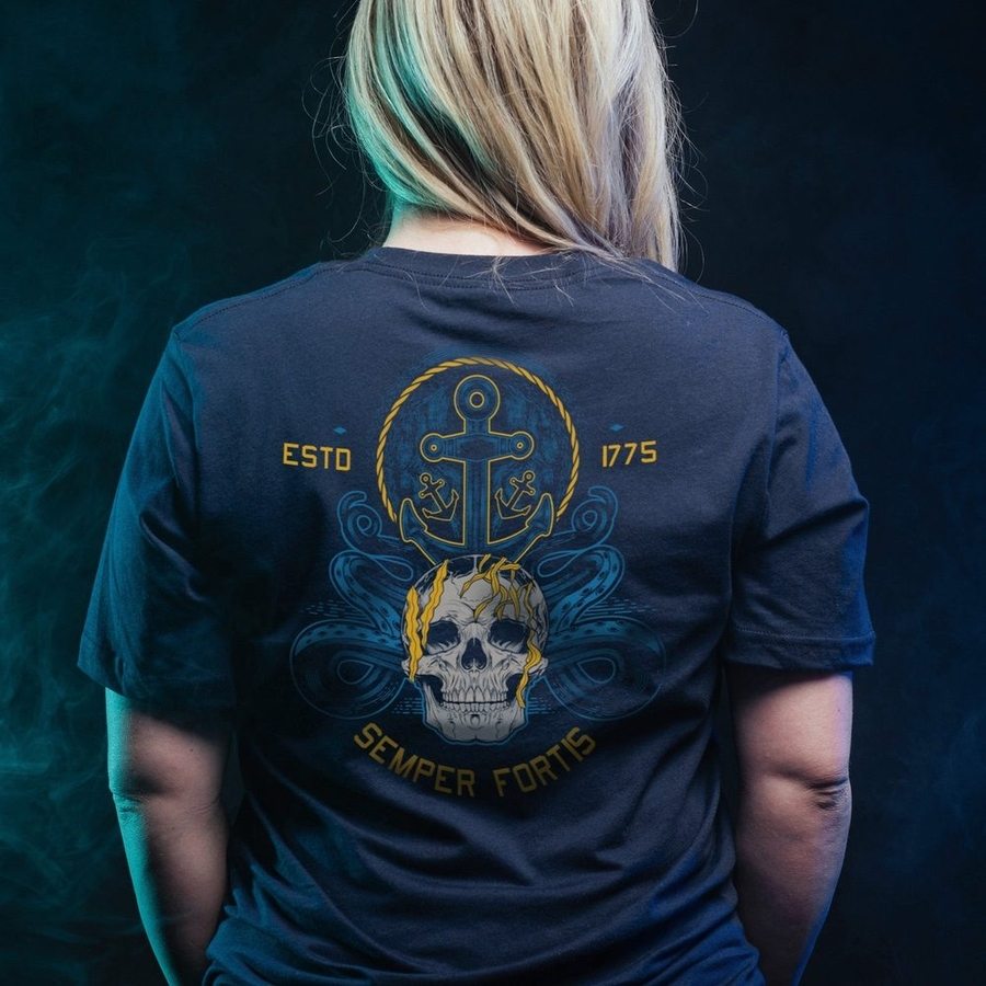 USN - Women's Semper Fortis Boyfriend Fit T-Shirt - Navy - Image 3