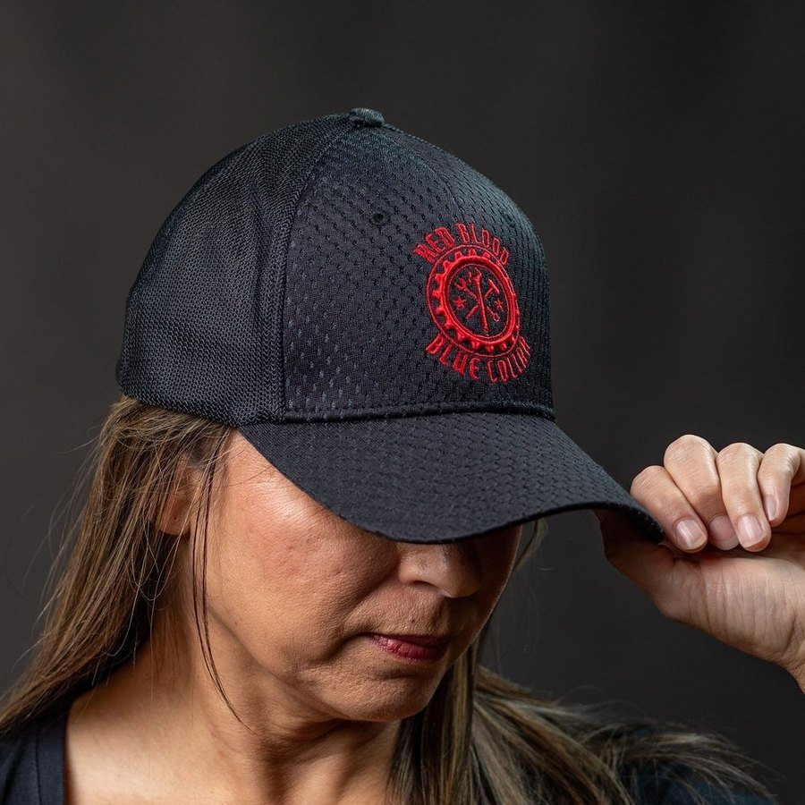 Red Blood Blue Collar® Stretch Fit Hat - Black - Image 2