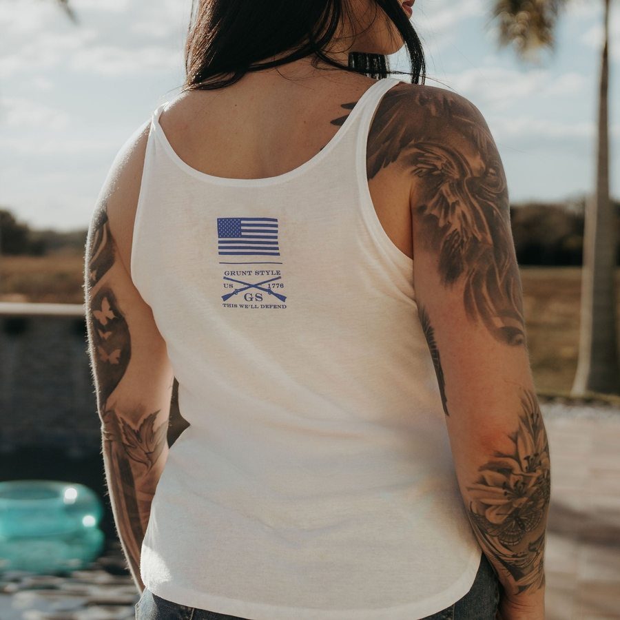 Women's Vintage American Flowy Tank - White - Image 5
