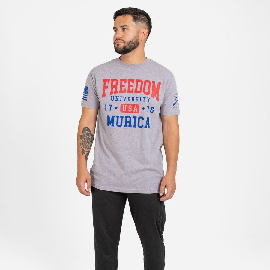 Freedom University T-Shirt - Dark Heather Gray - Image 6