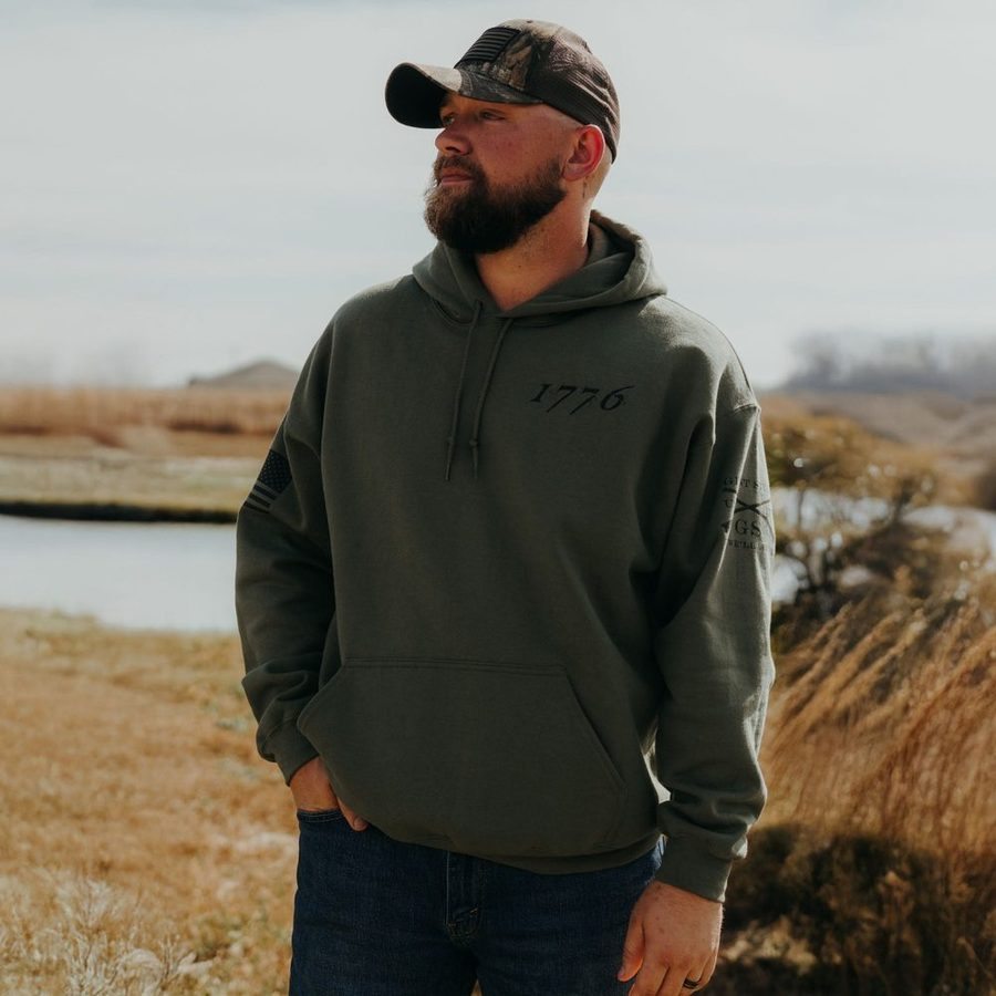 1776 Flag Hoodie - Military Green - Image 2
