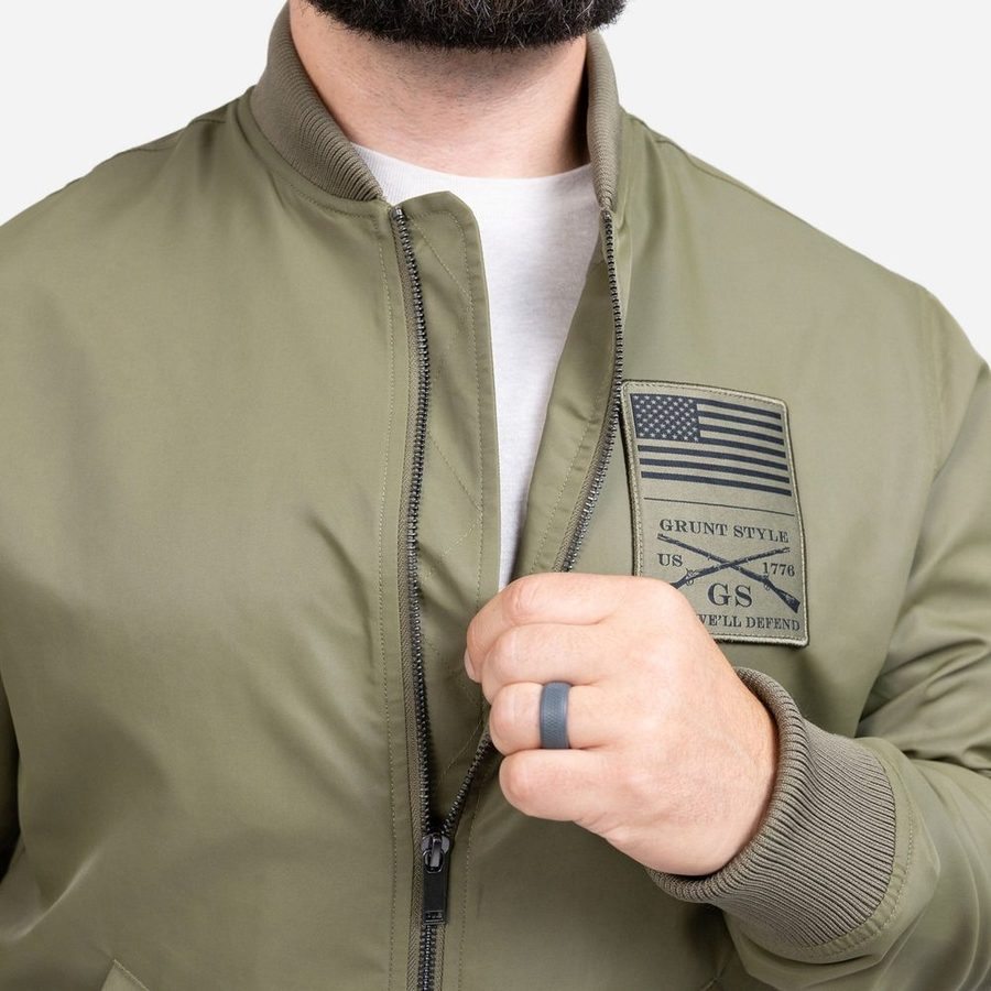 Men's Stealth Bomber Jacket - Military Green - Image 7