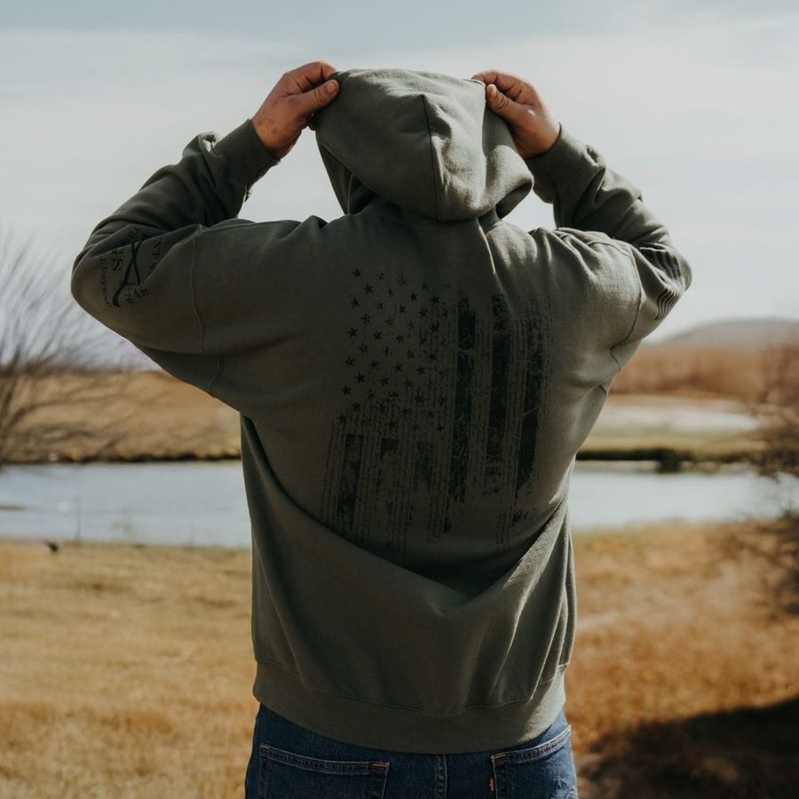 1776 Flag Hoodie - Military Green - Image 3