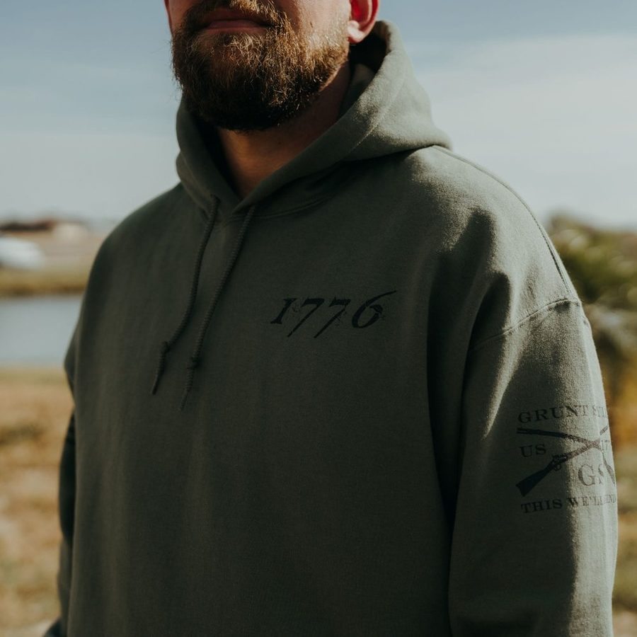 1776 Flag Hoodie - Military Green - Image 4