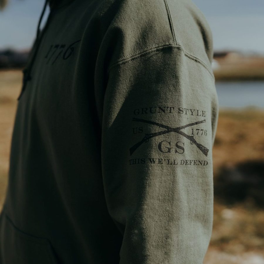 1776 Flag Hoodie - Military Green - Image 5