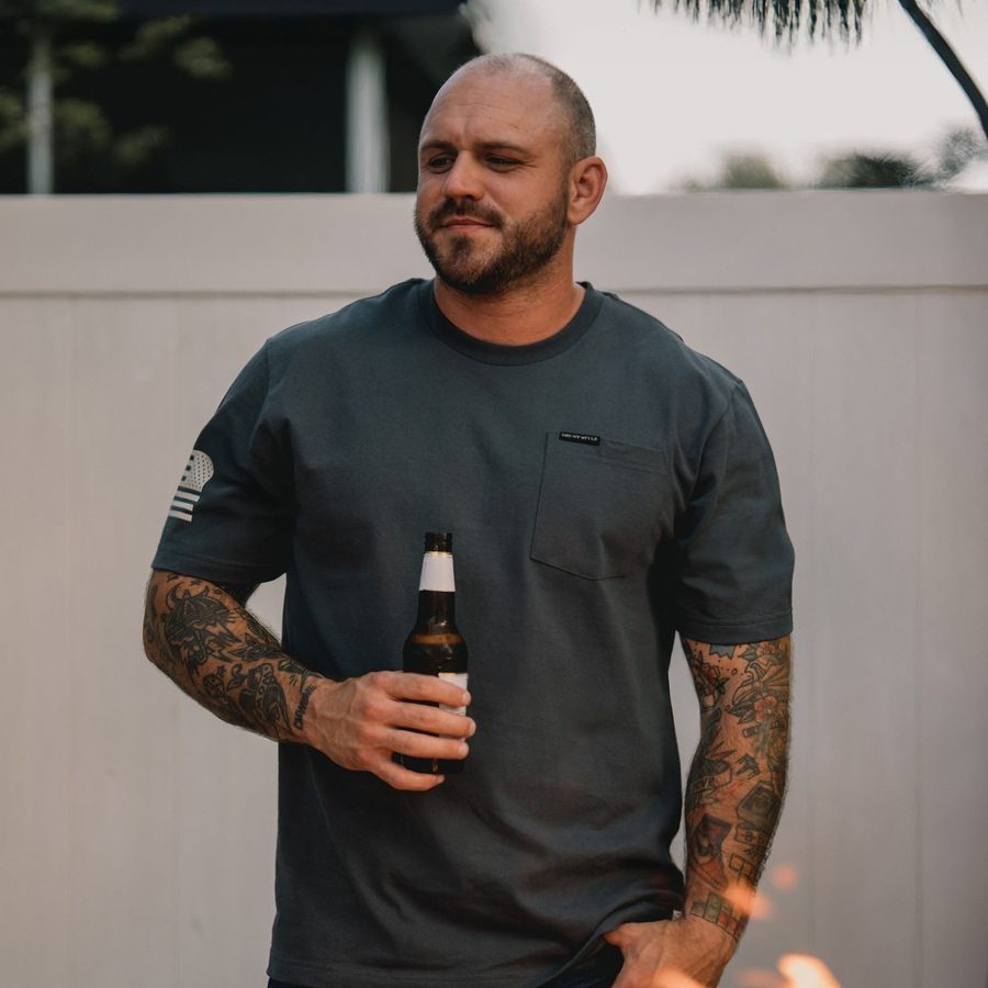 Basic Heavyweight Pocket T-Shirt - Charcoal - Image 4