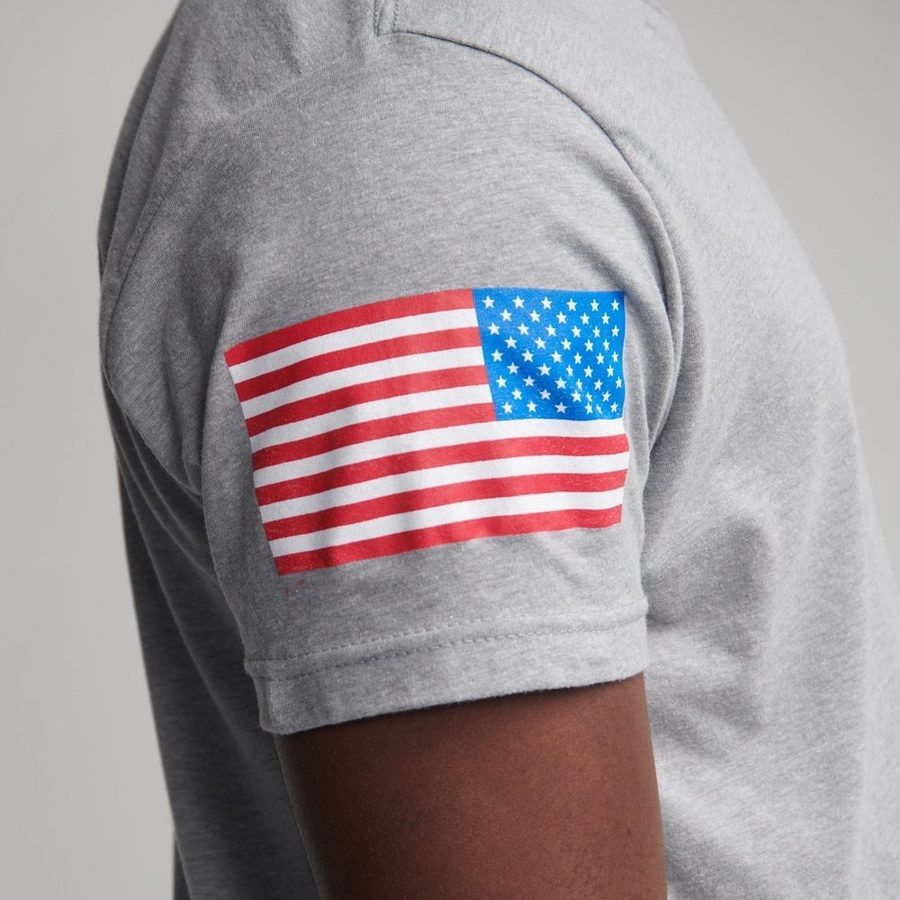 USA Flag Basic T-Shirt - Dark Heather Gray - Image 5