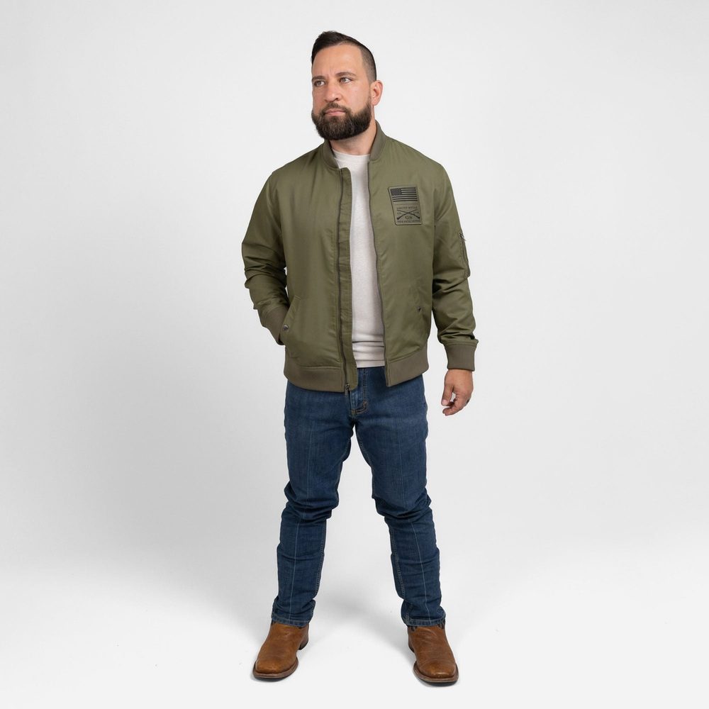Men's Stealth Bomber Jacket - Military Green - Image 2