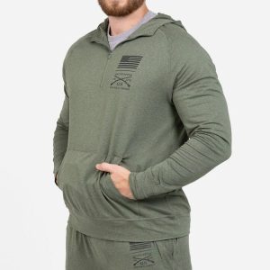Men's All-Day 1/4 Zip Hoodie - Heather Military Green