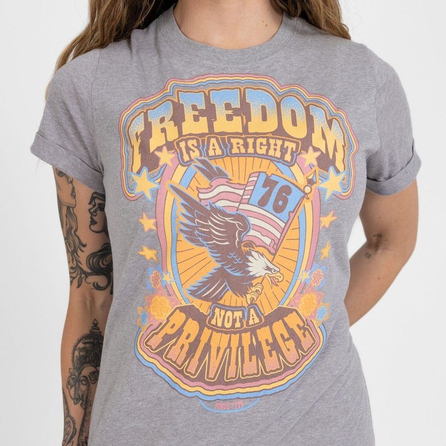 Women's Freedom Is A Right Shirt Dress - Dark Heather Grey - Image 5