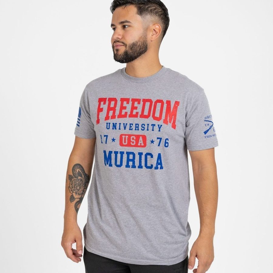 Freedom University T-Shirt - Dark Heather Gray - Image 5