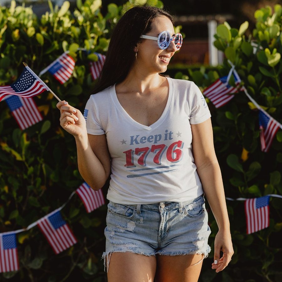 Women's Keep It 1776 V-Neck - White - Image 2