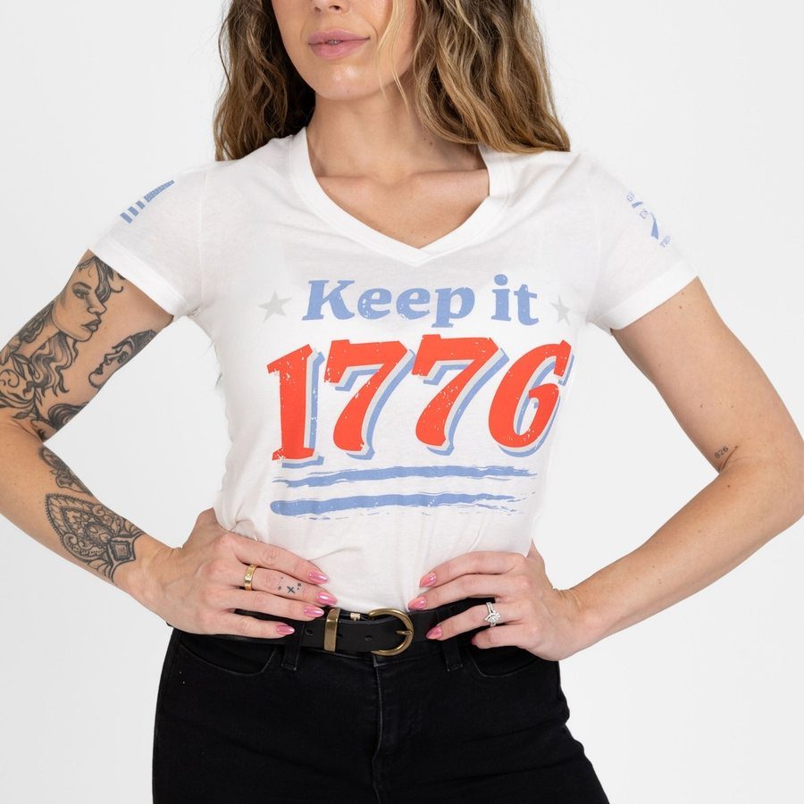 Women's Keep It 1776 V-Neck - White - Image 4