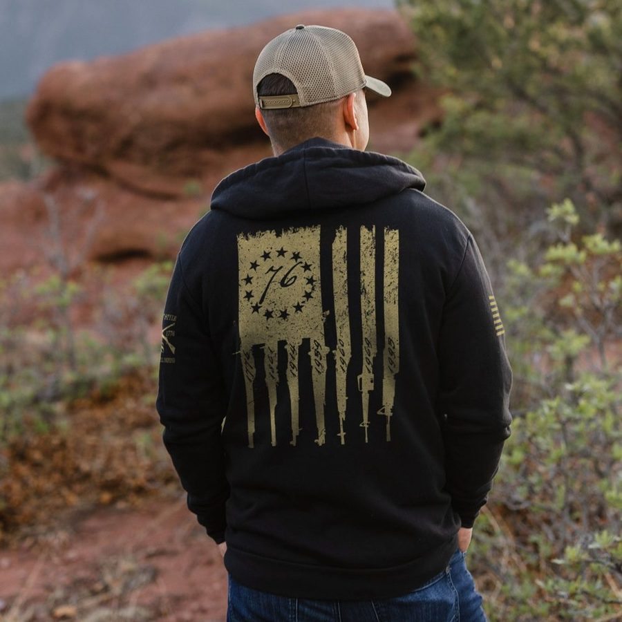 Betsy Rifle Flag Full-Zip Hoodie - Black - Image 2