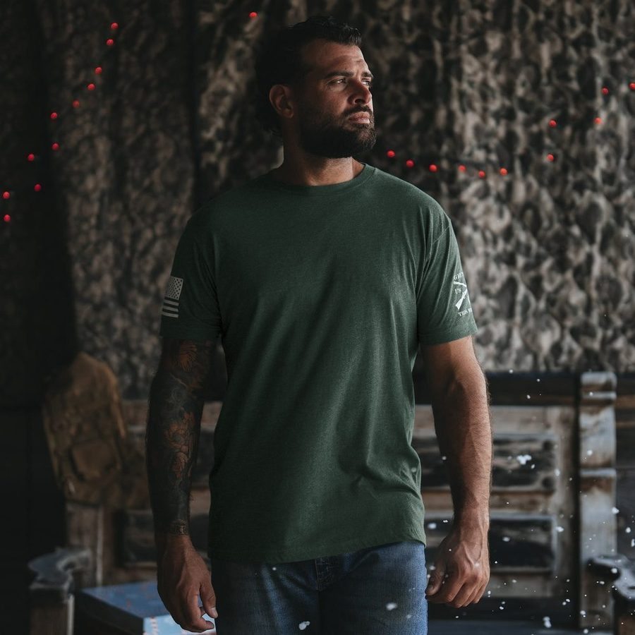 Basic T-Shirt - Heather Forest Green - Image 3