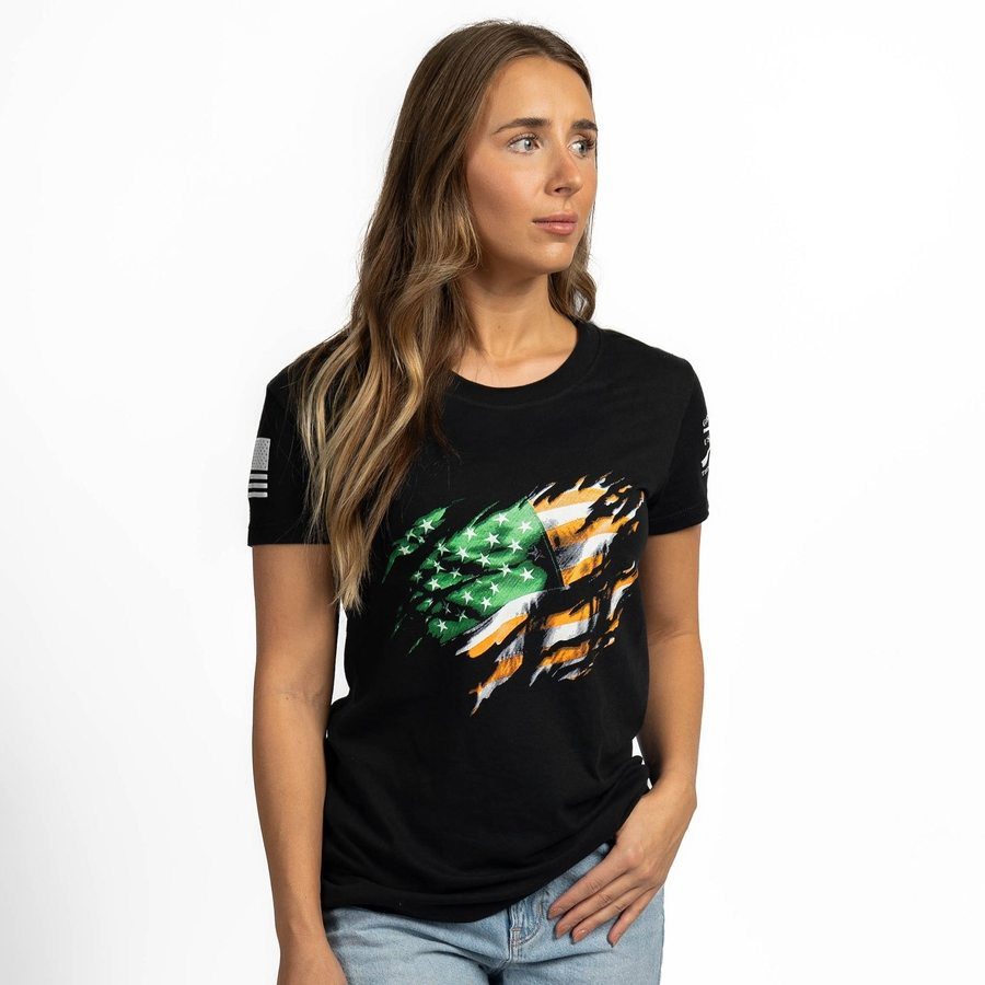 Women's Still Standing Irish Colors Slim Fit T-Shirt - Black - Image 6