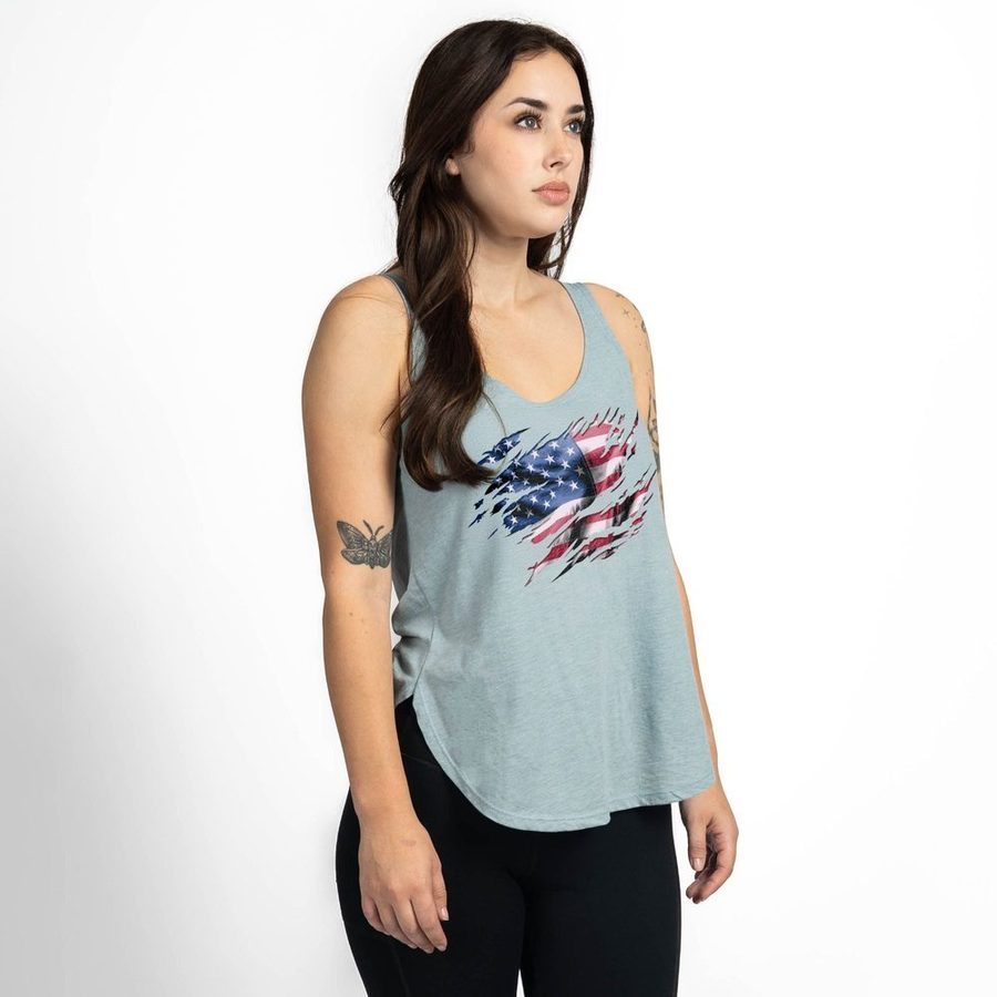 Women's Still Standing Flowy Tank - Stonewash Denim - Image 7