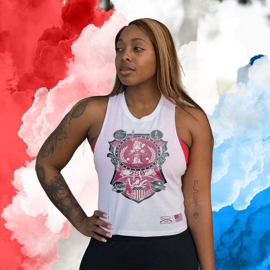 Women's 250th Commemorative Racerback Cropped Tank - White - Image 2