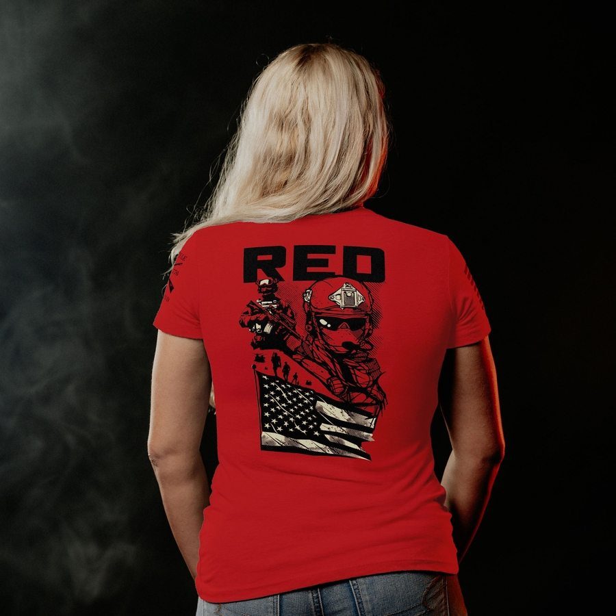 Women's Mission RED Slim Fit T-Shirt - Red - Image 3