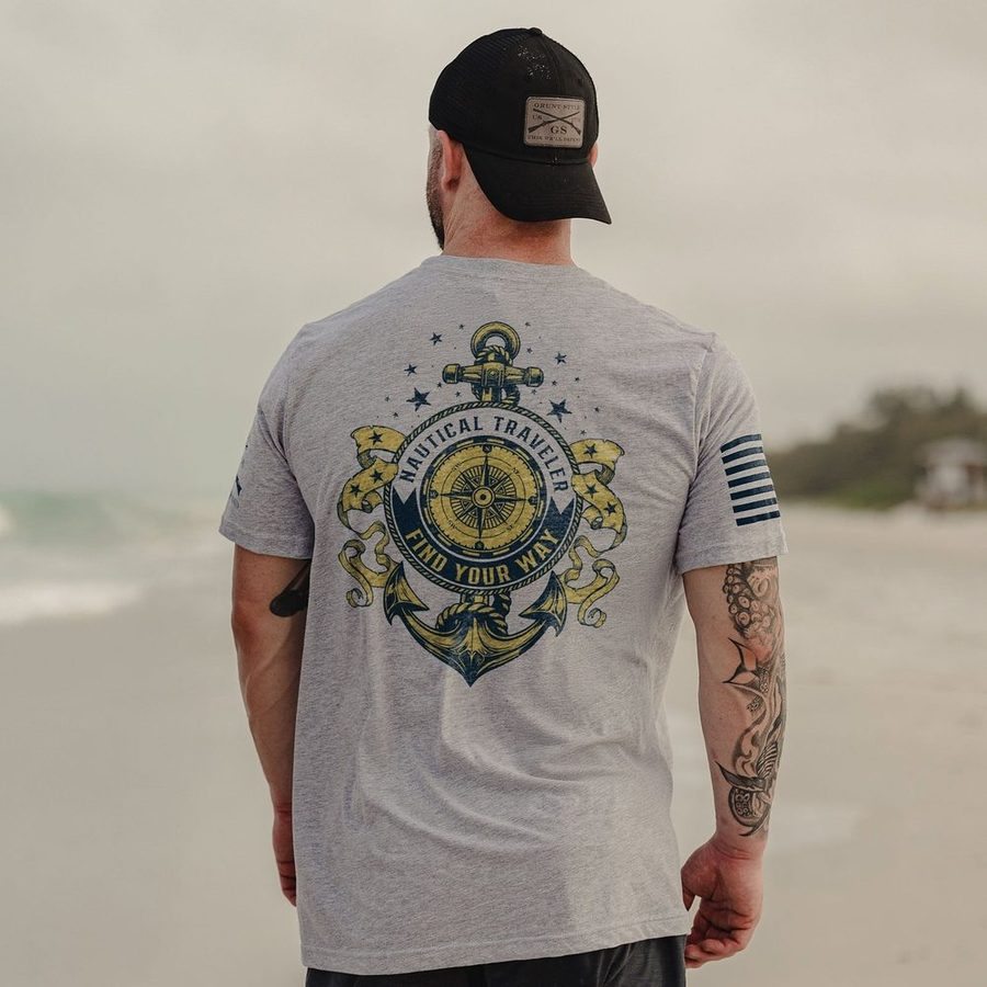 USN - Nautical Traveler T-Shirt - Athletic Heather - Image 2