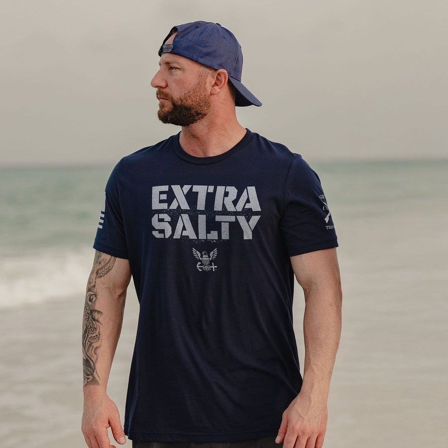 USN - Extra Salty T-Shirt - Navy - Image 2