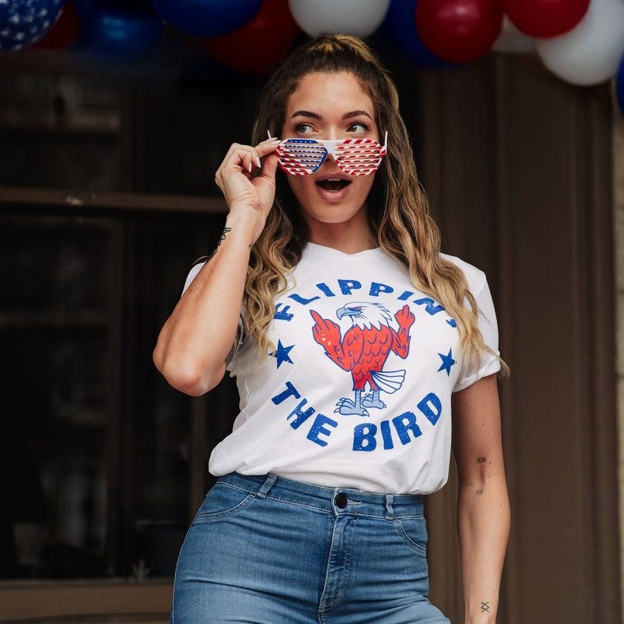 Women's Flippin' The Bird Boyfriend Fit T-Shirt - White - Image 5