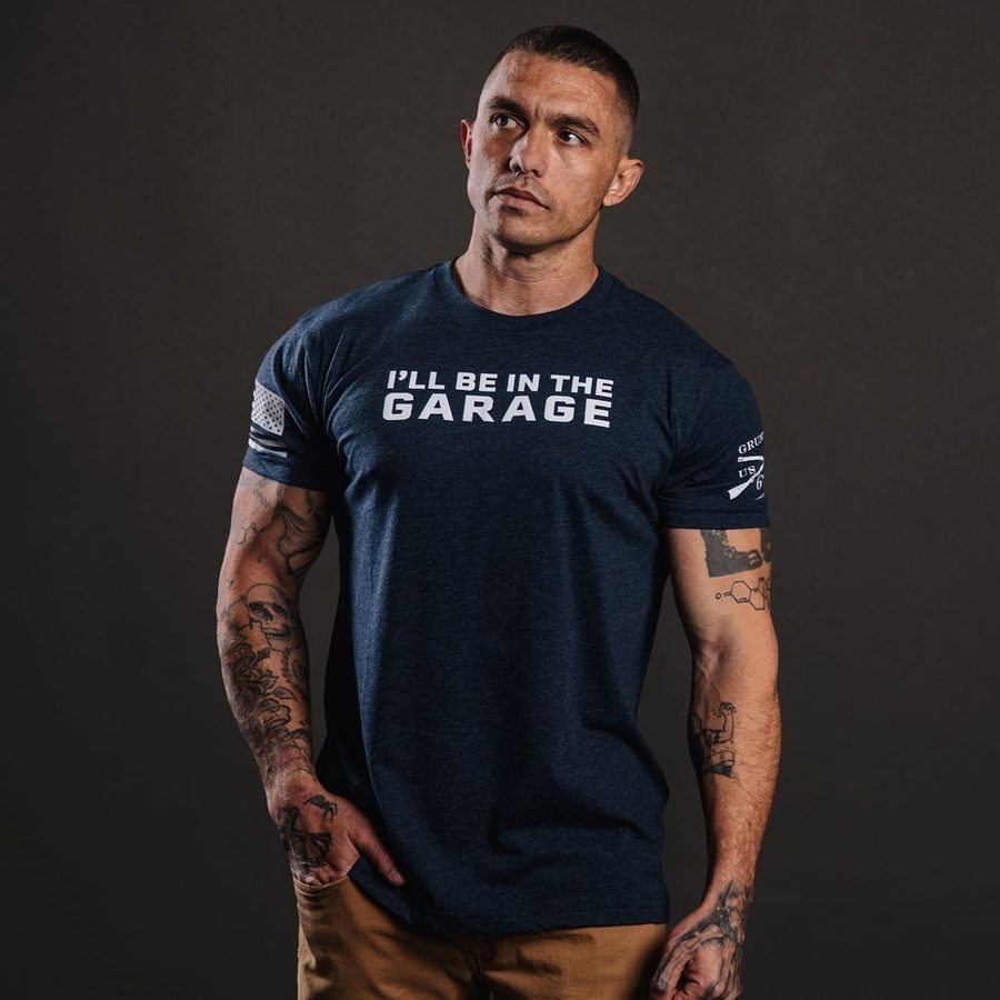 I'll Be In The Garage T-Shirt - Midnight Navy - Image 3