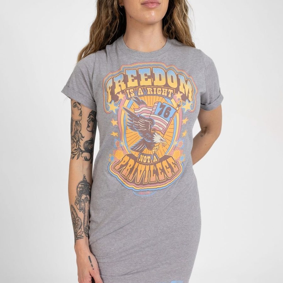 Women's Freedom Is A Right Shirt Dress - Dark Heather Grey - Image 4