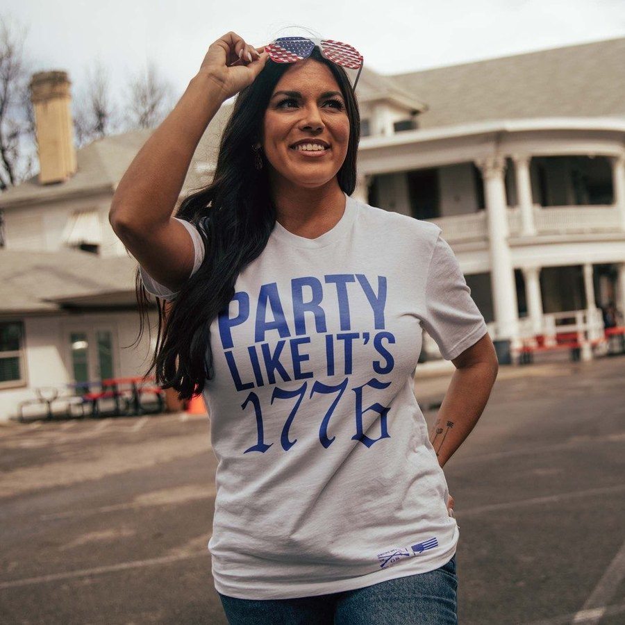 Women's Party Like It 1776 Boyfriend Fit T-Shirt - White - Image 3