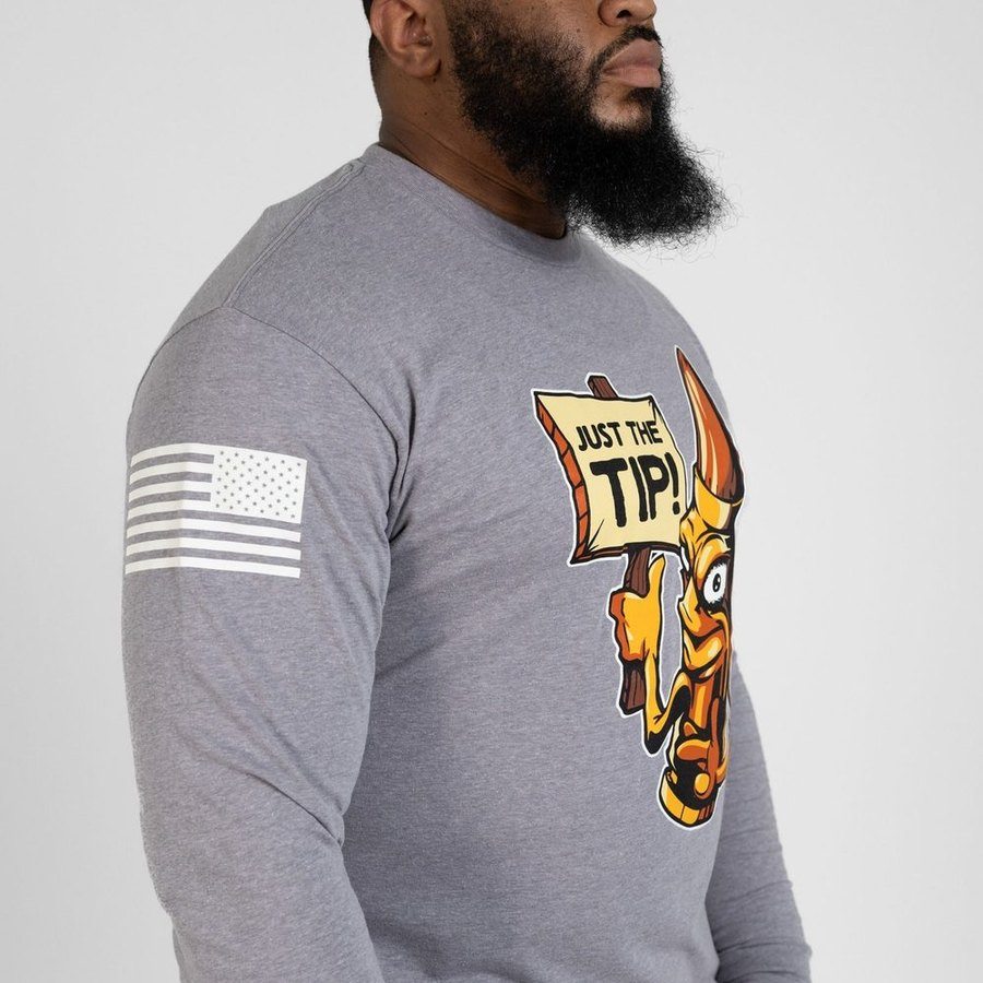 Just The Tip Long Sleeve - Dark Heather Gray - Image 6