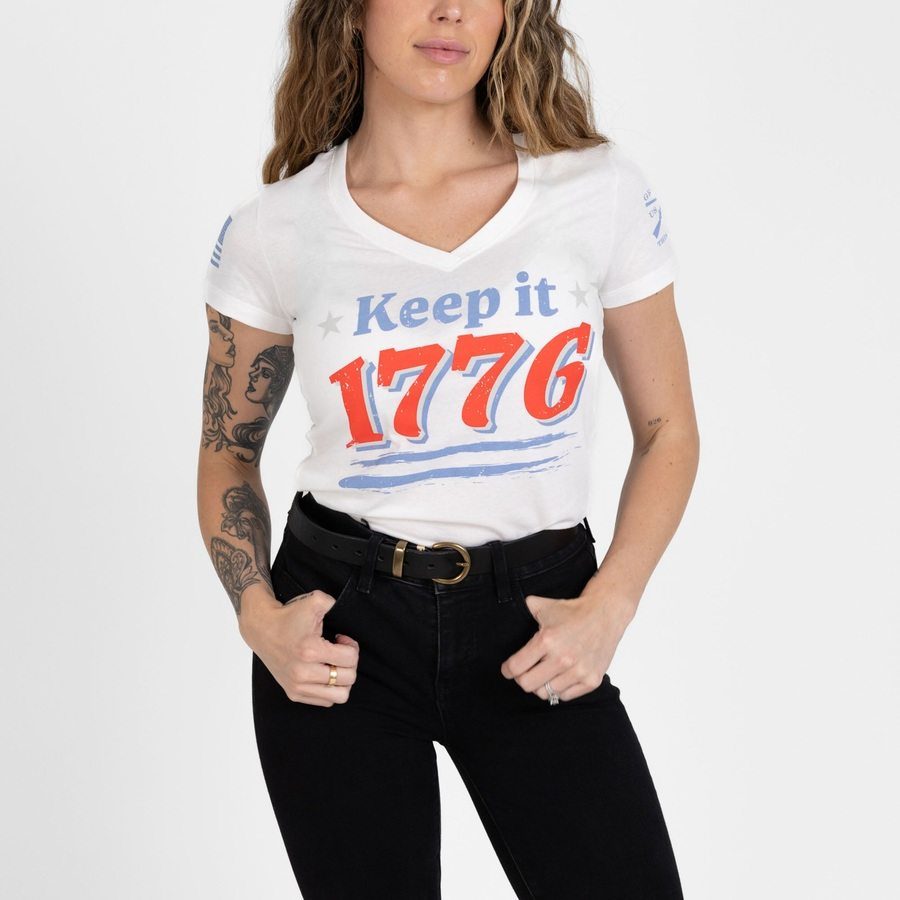 Women's Keep It 1776 V-Neck - White - Image 5