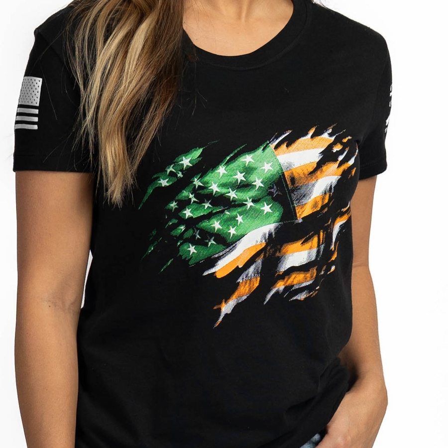 Women's Still Standing Irish Colors Slim Fit T-Shirt - Black - Image 5