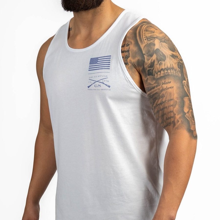 Men's Sun Out. Guns Out Muscle Tank - White - Image 7