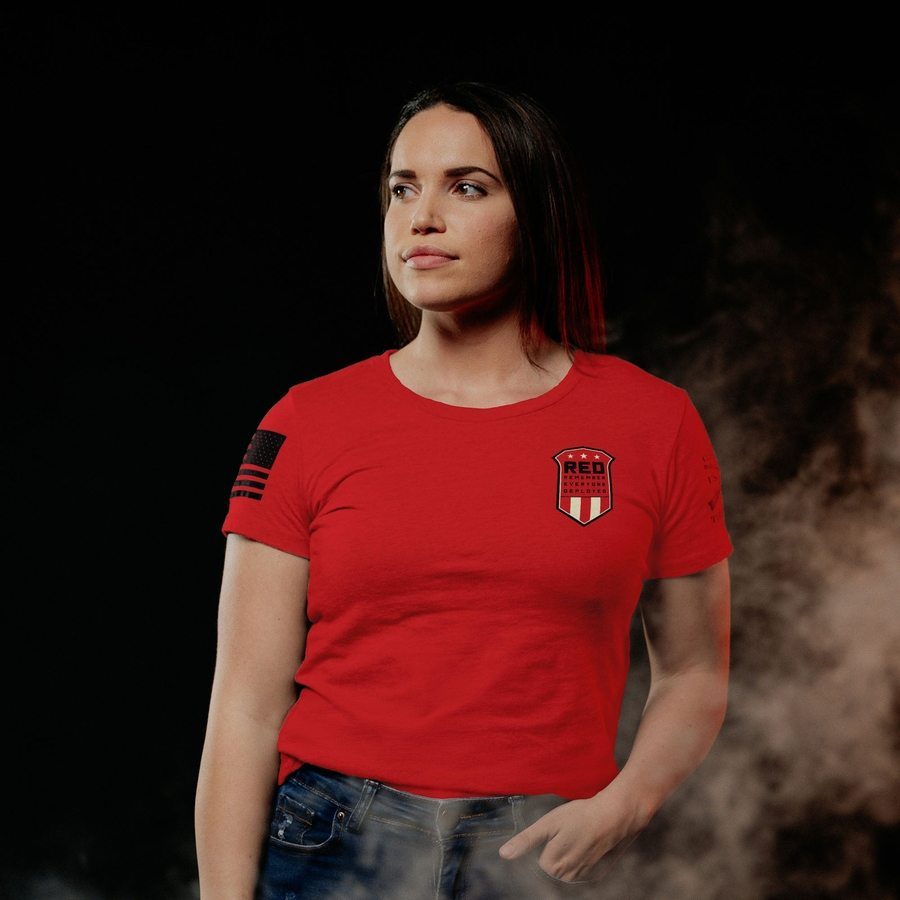 Women's Mission RED Slim Fit T-Shirt - Red - Image 2