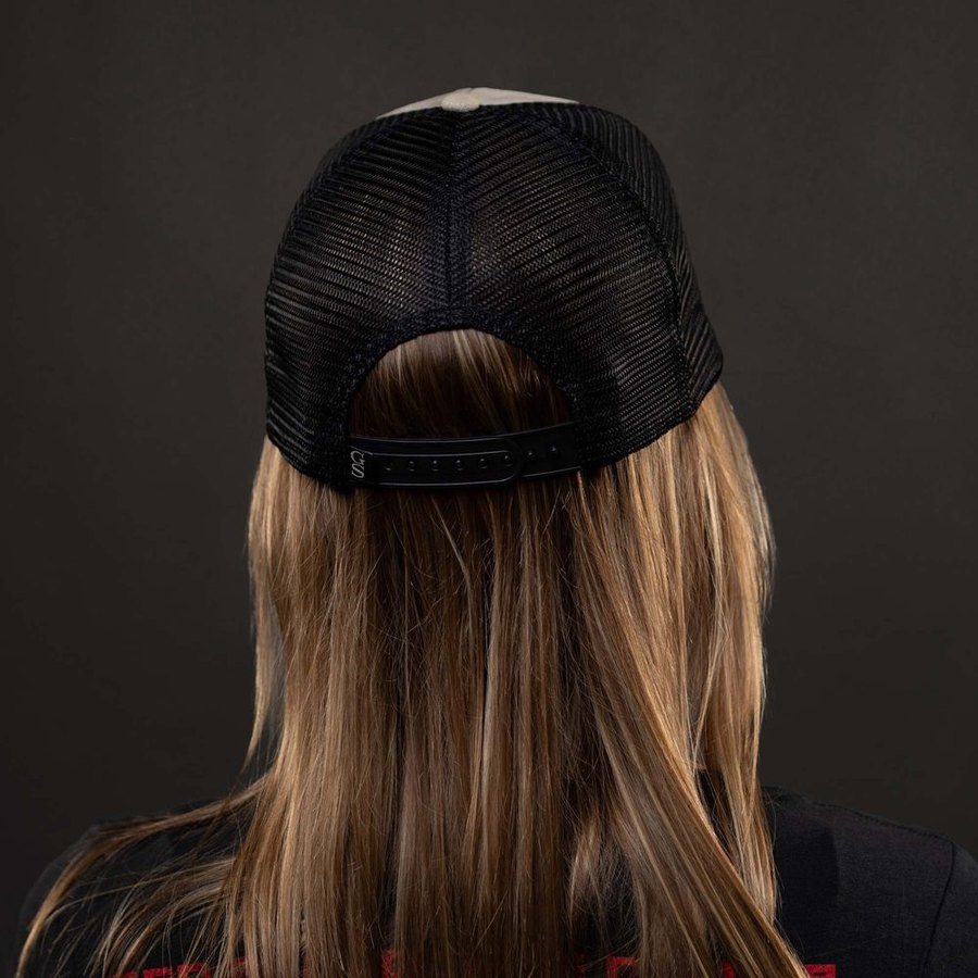 Embroidered American Flag Mesh Hat - Sand Wash - Image 7
